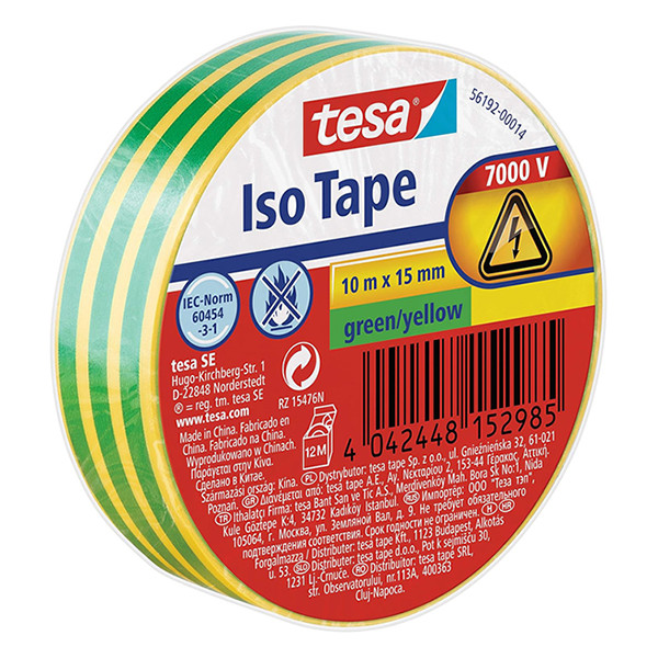 Tesa ruban adhésif isolant 15 mm x 10 m - vert/jaune 56192-00014-22 203392 - 1