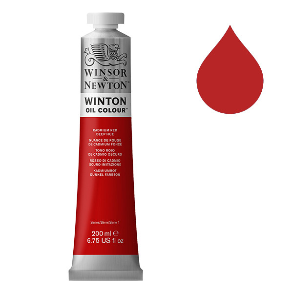 Winsor & Newton Winton peinture à l'huile (200 ml) - 098 nuance de rouge de cadmium foncé 1437098 410308 - 1
