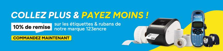 10% de remise sur les etiquettes & rubans de notre marque 123encre